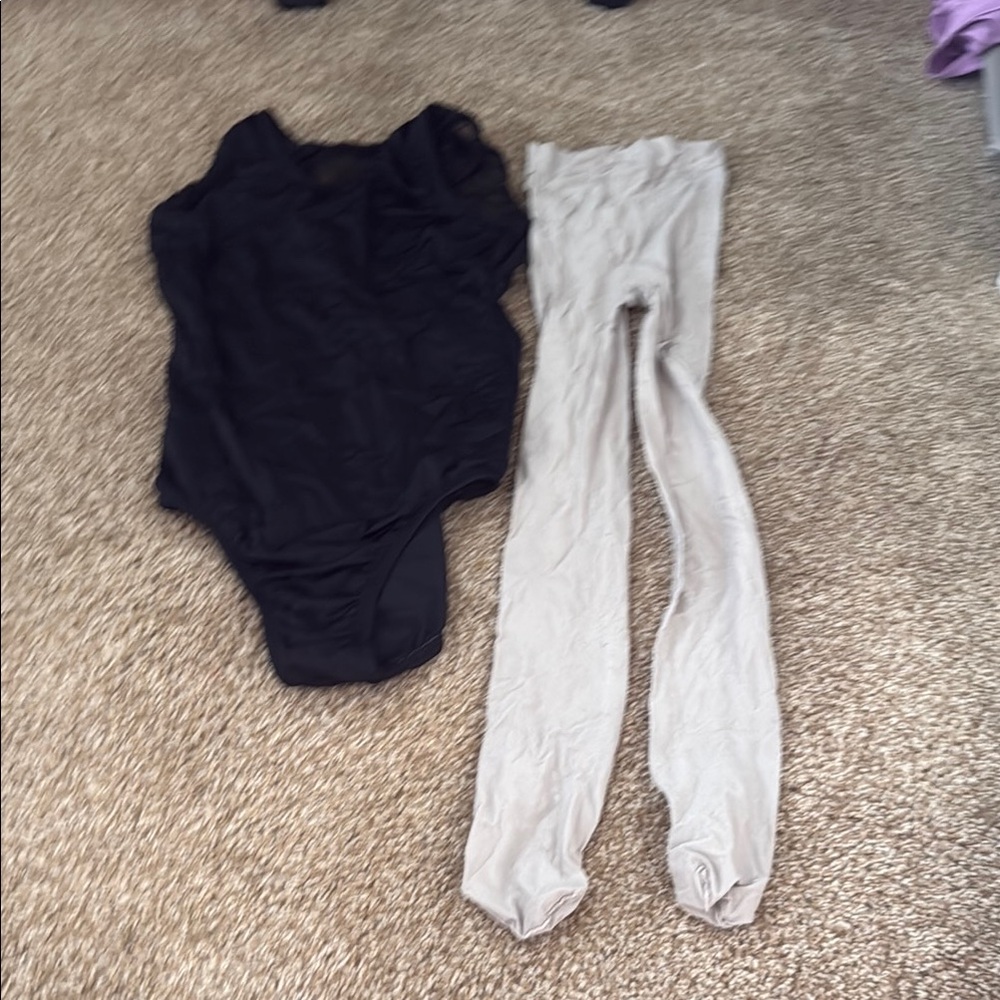 Amazon Black Leotard and Cream Tights Set